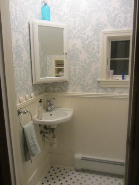 The finished bath room - view from hall way door opening